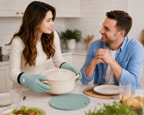 Silicone Oven Gloves (Aqua)