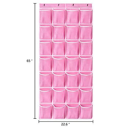 28 Pockets Hanging Shoe Organizer (Pink-1 Pack of 28)