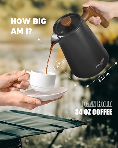 POLIVIAR French Press Coffee Maker (Black / 34 oz)