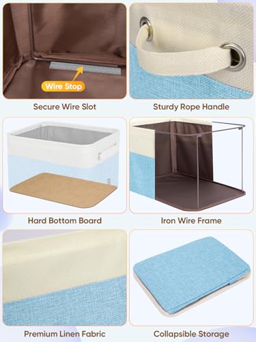 4 Pack Fabric Closet Storage Bins for Shelves (Skyblue / 4PCS/X-Large-17x13x10.5)