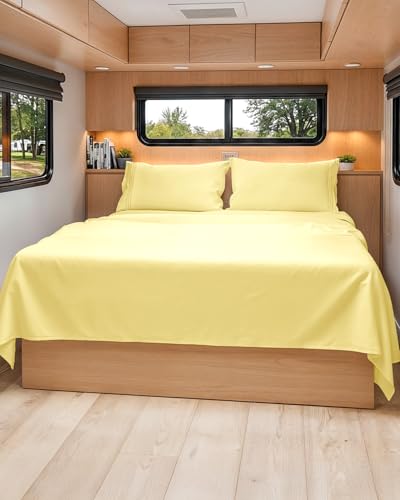 Short Queen Size 4 Piece Bed Sheet Set (29 - Yellow / Short Queen)