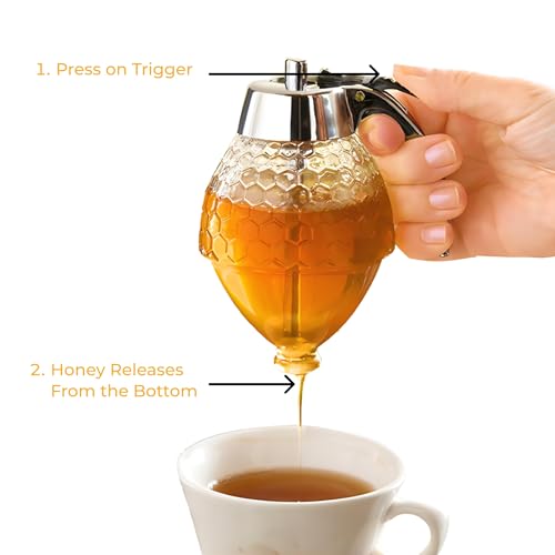 8oz No Drip Glass Honey Dispenser with Plastic Top (Plastic Top)