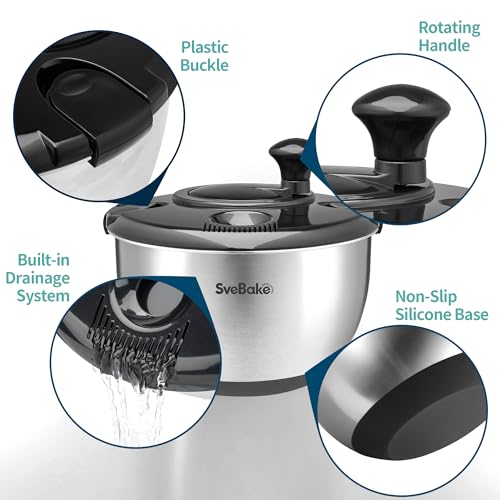 Stainless Steel Salad Spinner (Black Lid)