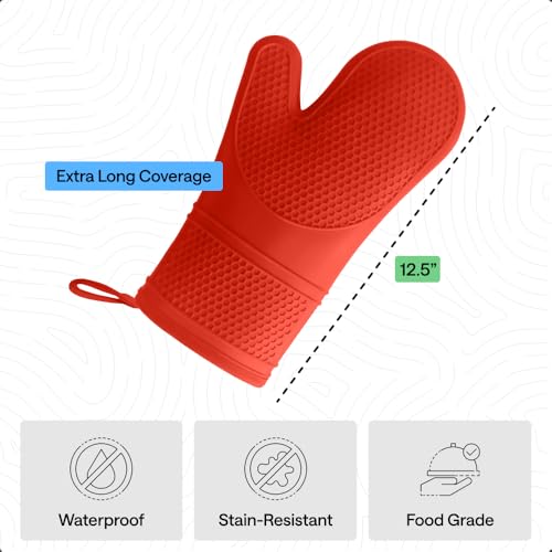 Silicone Oven Mitts (Coral / 12.5" Oven Mitts)