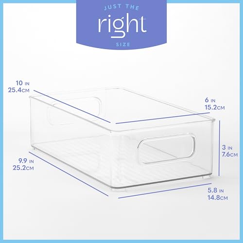 Plastic Food Storage 2 Pack Clear Container Bin with Handles for Organizing Kitchen (2 Count)