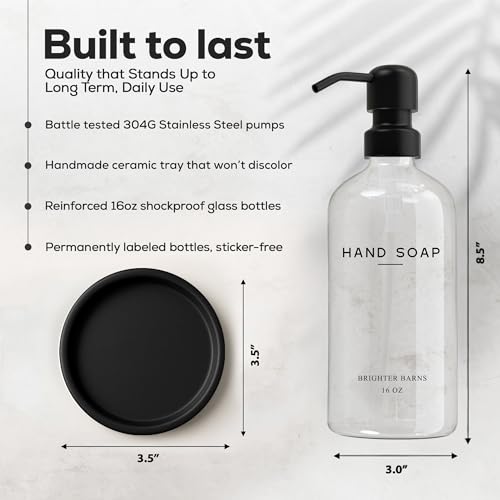 Glass Hand Soap Dispenser Bathroom Set by Brighter Barns (Clear H)