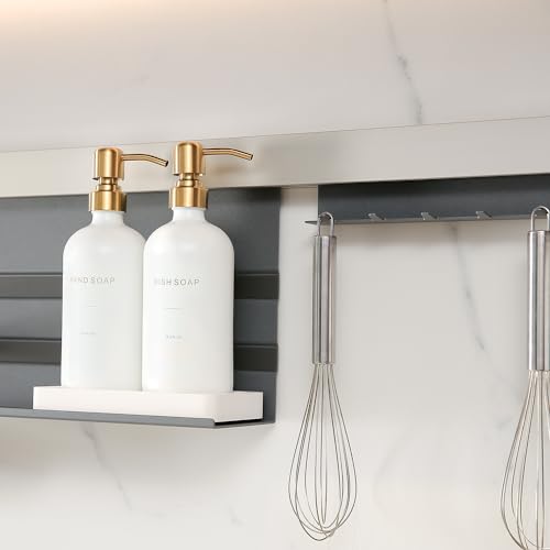 Gold Soap Dispenser Set (White Bottle & Gold Pump)