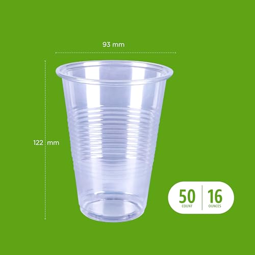 Disposable Clear Plastic Cups for Cold Drinks (16 Ounces)