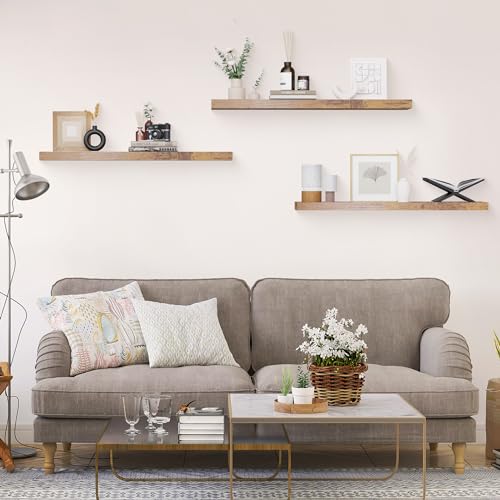 Bathroom Floating Shelves for Wall (Rustic Wood 01 / 36"-3pack)
