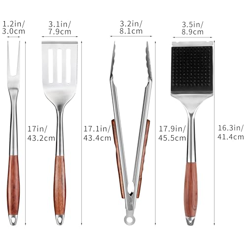 Heavy Duty Grilling Accessories Rose Wooden BBQ Grilling Tools Set (Grill Set - 4)