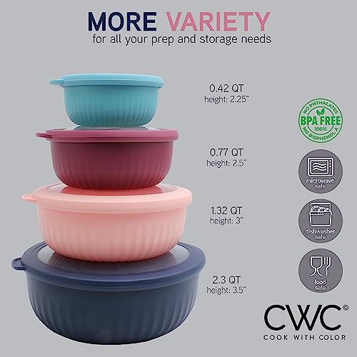 Prep Bowls with Lids (Navy / 8 Piece Set - Wide Bowls)