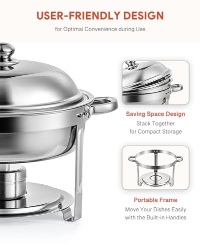 2pcs 5QT Round Chafing Dish Buffet Set (2 Packs)