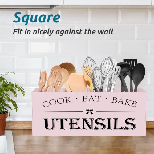 Extra Large Utensil Holder Countertop for Kitchen Counter (Pink)