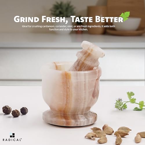 Marble Mortar and Pestle Set 2.5" Small Spice & Herb Grinder (White Onyx / 2.5" Inches)
