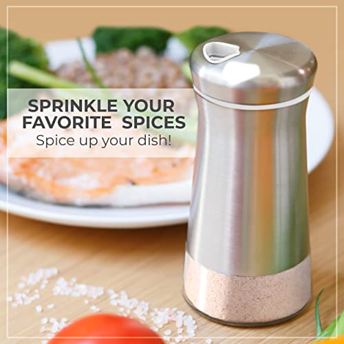 Salt Shaker or Pepper Shaker with Adjustable Pour Holes (White Shaker)
