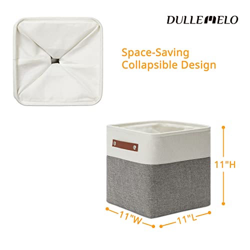 11 Inch Cube Storage Bins (White&Grey / S-11"x11"x11")