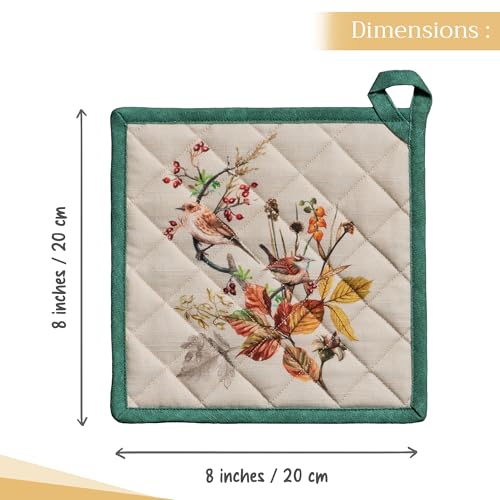 Pot Holders 100% Cotton Potholders (053 - Recolte / 8" x 8" (Pot Holder Pack of 1))