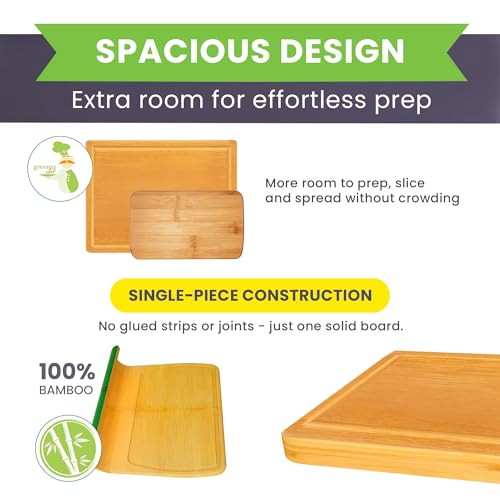 Extra Large Bamboo Cutting Board Featuring 18 Inch Wood Cutting Boards for Kitchen with Glue (Glue-Free Surface - Rectangular)