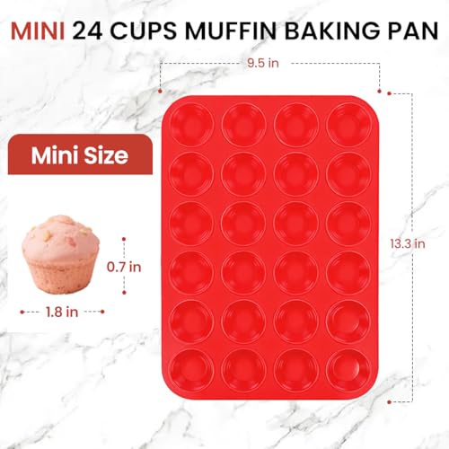 Silicone Mini Muffin Pan 3 Pack 24 Cups Nonstick Mini Cupcake Pan for Baking Muffins Cupcakes Egg Bites Fat Bombs (24-Cup Mini)