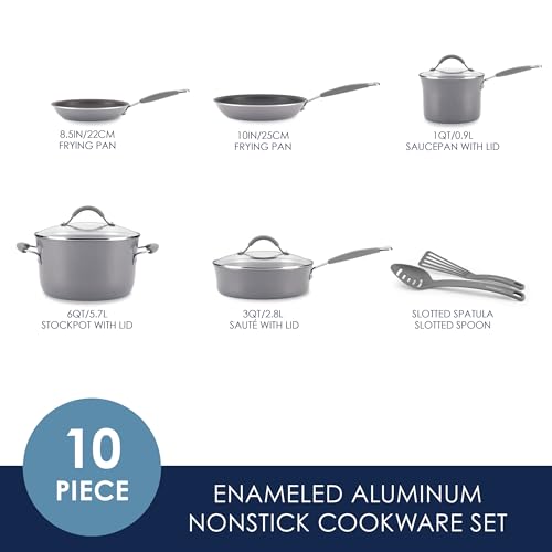 Cucina Nonstick Cookware (Sea Salt Gray / 10 Piece Porcelain)