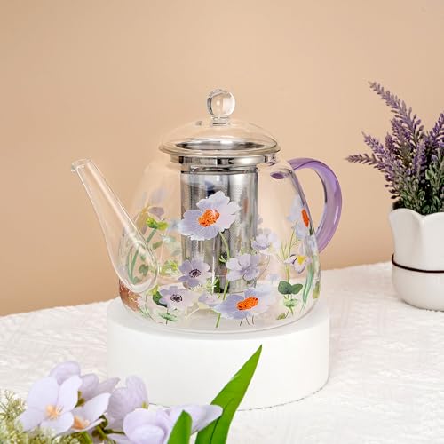 Heat Resistant Glass Teapot with Infuser (Chamomile)