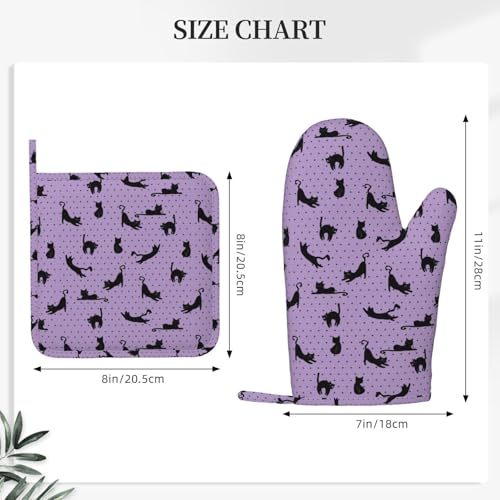 Black Cat Oven Mitts and Pot Holders Sets of 4 (One Size / Black Cat)