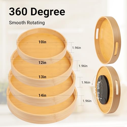 12in Bamboo Lazy Susan Turntable Organizer for Pantry&Cabinet