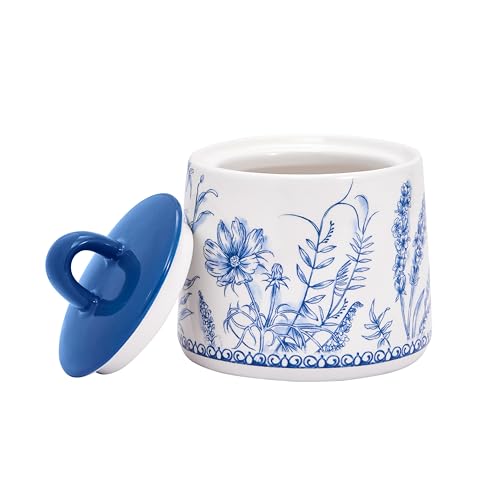 Blue Garden Toile De Jouy Ceramic Sugar and Creamer Set (Blue Garden Toile De Jouy)