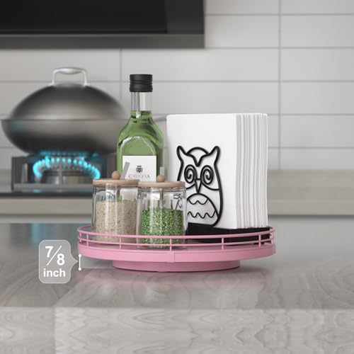 9 Inch Oak Lazy Susan Decorative Tray (Pink / 9)