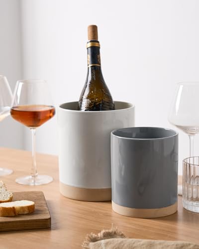 Ceramic Utensil Holder (White and Dark Gray)