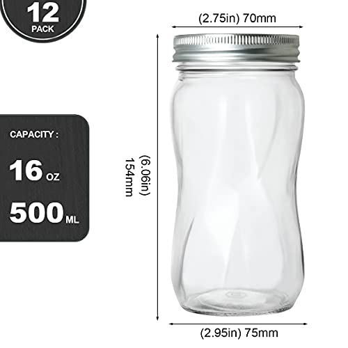 16oz Regular Mouth Mason Jars (12 PACK)