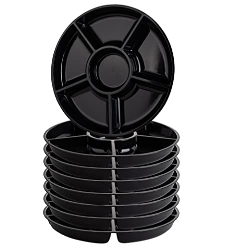 6 Sectional Round Plastic Serving Tray (Black)