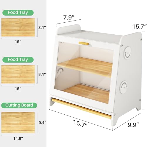 Airtight Bread Box for Kitchen Countertop (White / L)