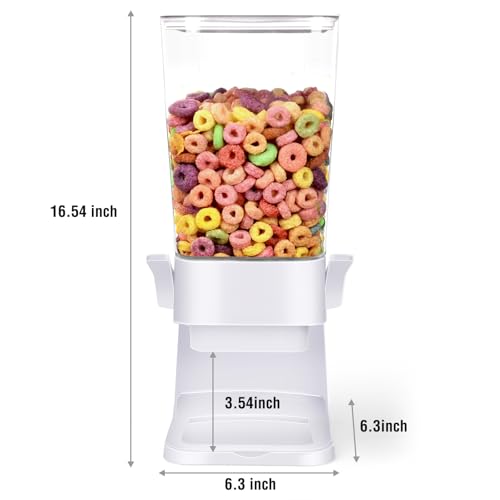 Cereal Dispenser Countertop with 2 Pack Bowls and Spoons 5.5 Qt (5.5Qt & White & 1pack)