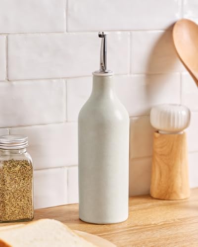 16oz Ceramic Oil Dispenser Bottle (Matte Beige White / 1 Piece (Milkyway))