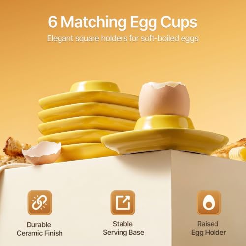 Soft Boiled Egg Cups (6 Pack / Square Style, Yellow)