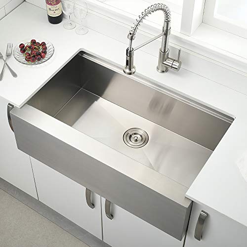 33 Inch Farmhouse Sink Workstation (33"L x 22"W x 10"D / Stainless Steel (Flat Apron))