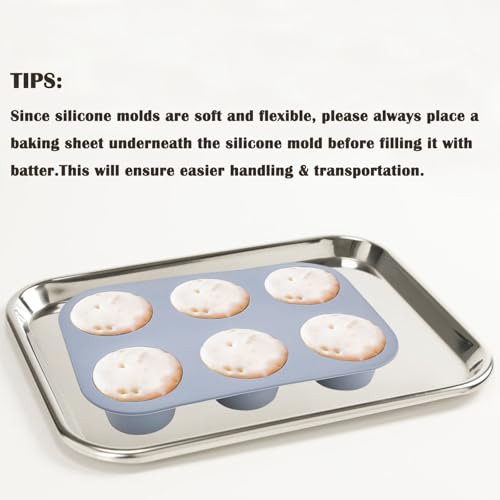 6 Cups Silicone Mini Muffin Pan Set (Set of 2--6 Cups (Gey+Grey))