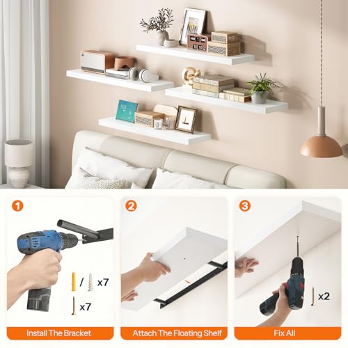 Floating Shelves for Wall (White / 31.5 Inches)