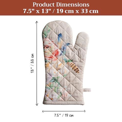 Maison d'Hermine Oven Gloves 100% Cotton Oven Mitt (065 - Ibiza - Beige / 7.5" x 13" (Oven Mitt))