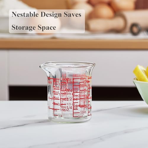 Mini Borosilicate Glass Measuring Cup Set (5ML/15ML/30ML/60ML Measuring Cup Set)