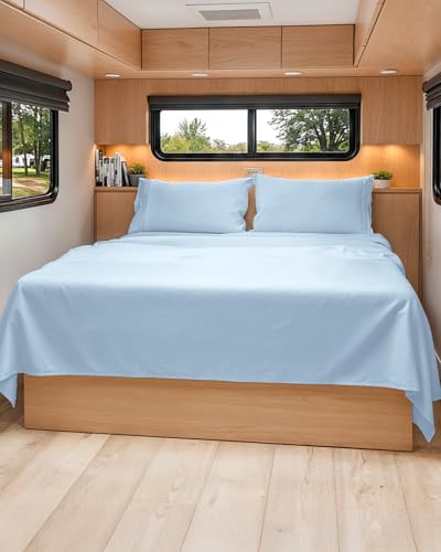 Short Queen Size 4 Piece Bed Sheet Set (21 - Baby Blue / Short Queen)