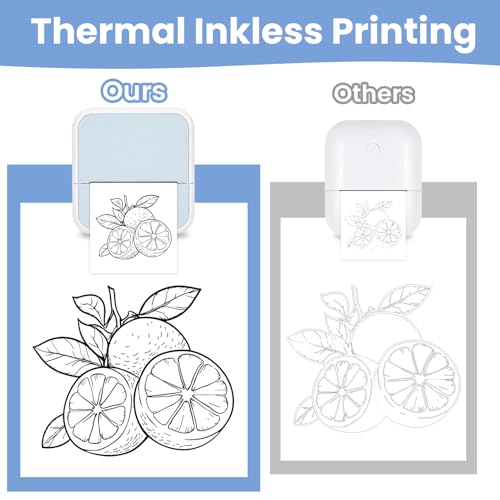 Sticker Printer with 4 Roll Paper Portable Thermal Inkless Printer (Blue)