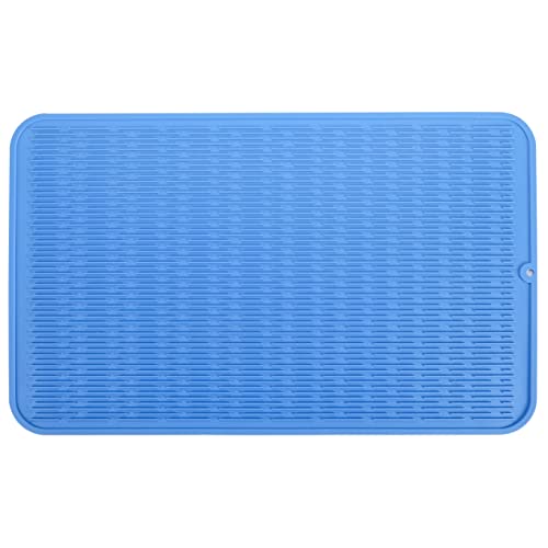 Silicone Dish Drying Mat for Multiple Usage (Lichen Blue / 28"L x 18"W)