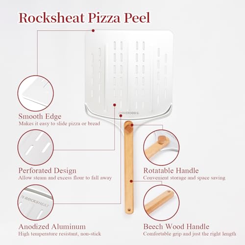 15x12 Inch Pizza Stone & 12 Inch Rotatable Pizza Peel Set (15" x 12" | With Pizza Peel)