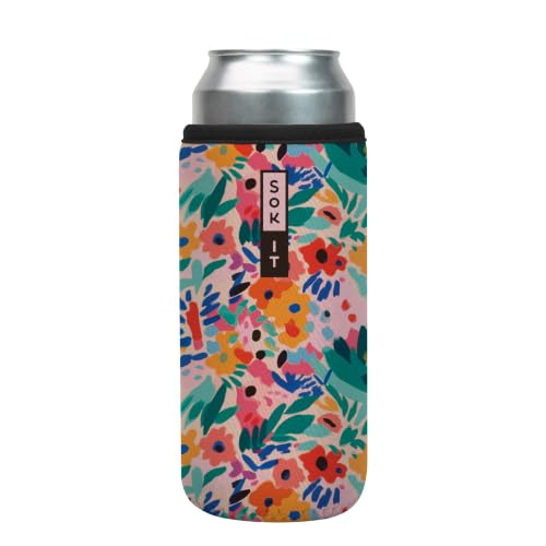 CanSok Sleeve for Beer & Soda Insulated Neoprene Cover (Abstract Floral / 25oz Can Sleeve)