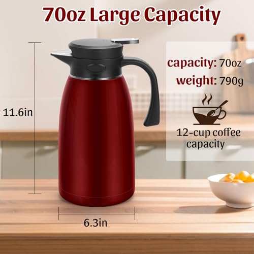 70oz Thermal Coffee Carafe (70oz, Red / 70 Ounces)