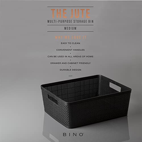 Woven Plastic Basket (Black / 4PK- M)