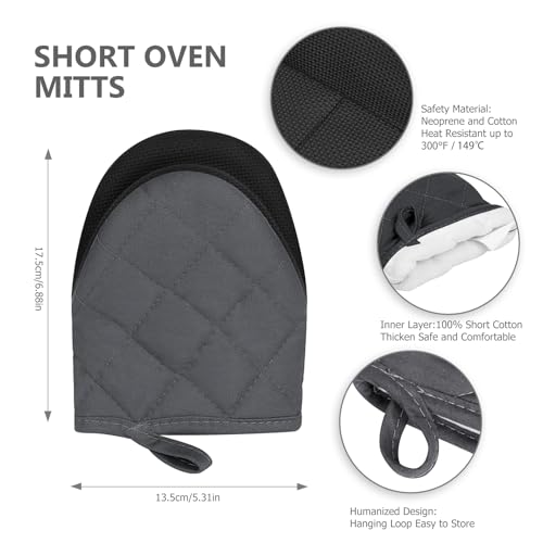 1 Pair Short Oven Mitts (Solid Gray)
