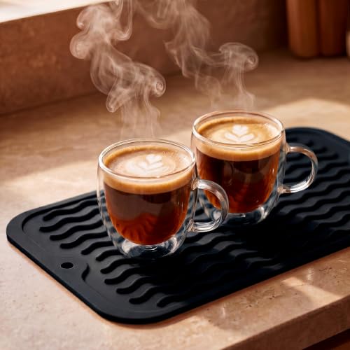 Silicone Dish Drying Mat for Multiple Usage (Black / 12"L x 6"W)